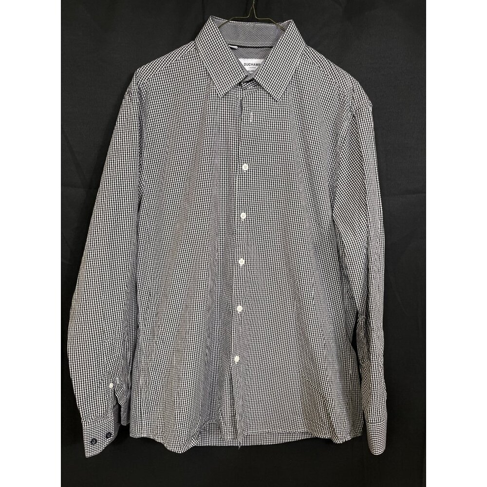 Duchamp London SKU 7648 Black White Checkered Mens Dress Shirt Size XL